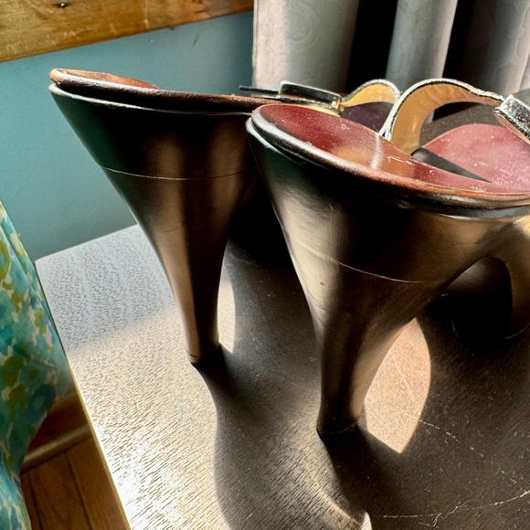 Vintage Celine black and brown heeled leather Mules - Picture 4 of 14